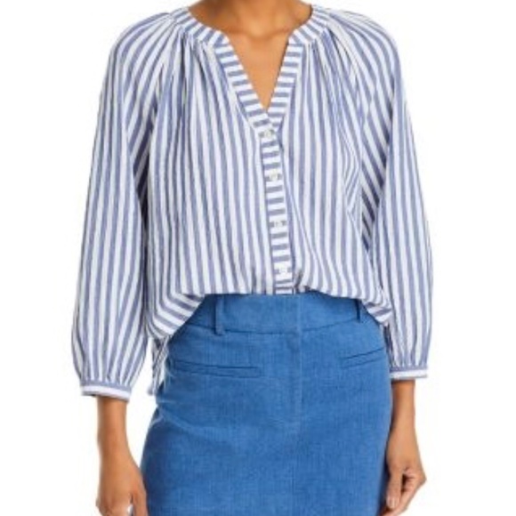 Veronica Beard Judith Striped Cotton Blouse - Picture 5 of 11